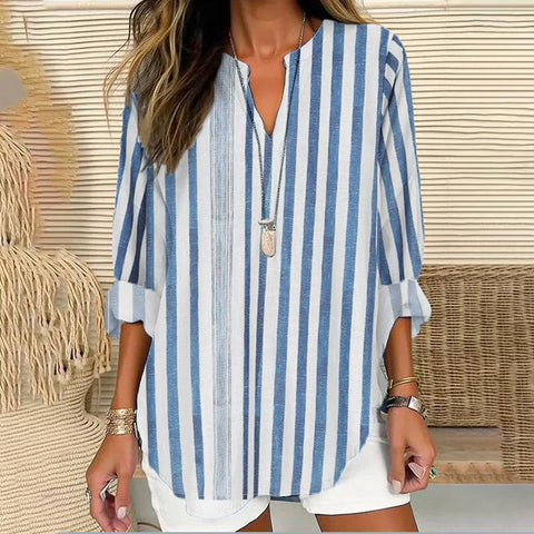Women's summer small V-neck long-sleeved casual temperament T-shirt long-sleeved m301363