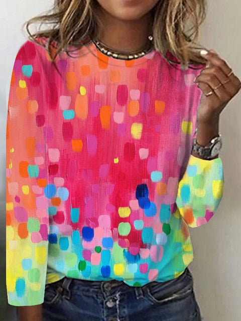 Digital printing long-sleeved autumn T-shirt women's color-changing T-shirt women's m300755