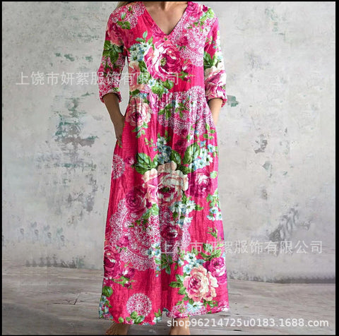 3D printing Amazon European and American summer casual loose long-sleeved dress m301729