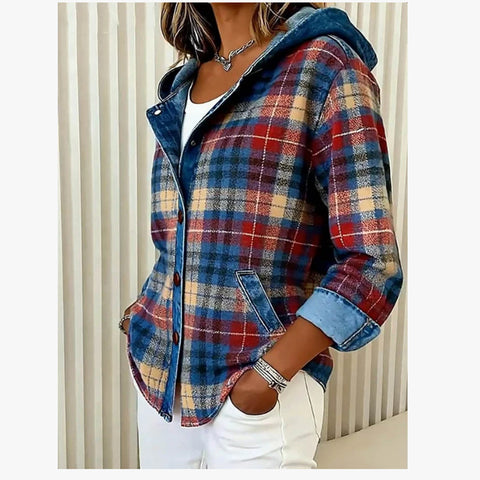 Women's shirt autumn and winter fashion plaid contrasting coat women m302137