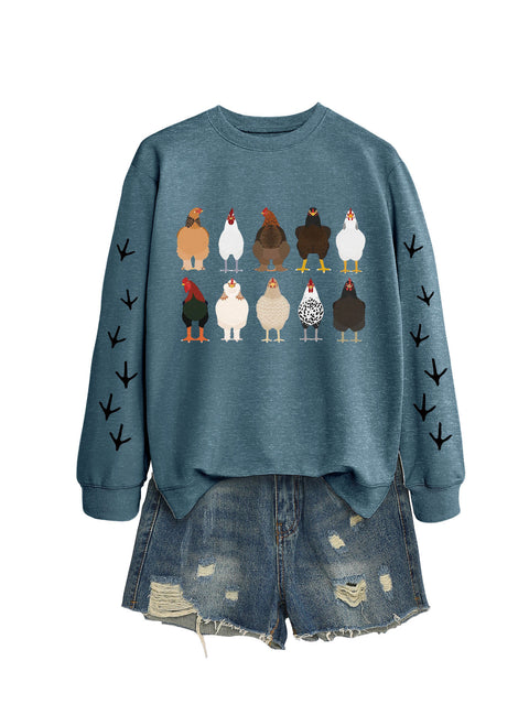 Crew neck long sleeve ten chickens footprint left and right hand print casual fashion sweater women m301720