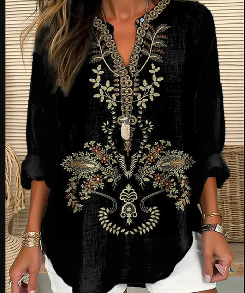 Floral 3D digital printing women's fashion crew neck loose shirt top m301357