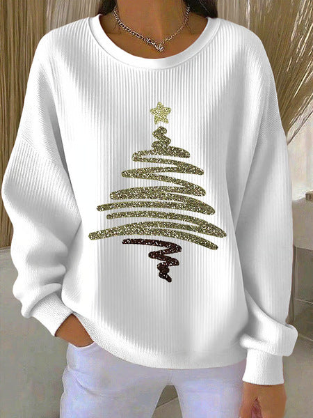 Knitted top snowflake christmas tree mix and match casual commuter sweater m302212