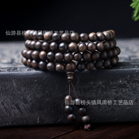Agarwood Black Qinan High Oil Submerged High Quality Wooden Agarwood Bracelet 108 Buddha Beads Barrel Beads Hand Jewelry m3331277