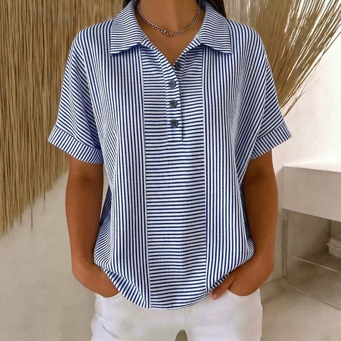 Literary temperament women's striped POLO shirt top m302769