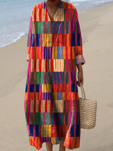 Ladies casual floral 3D printing sleeve dress m301071