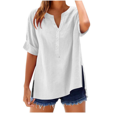 Linen top button shirt casual loose top m301356