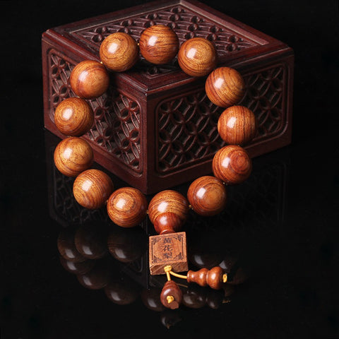 Natural Vietnamese Huanghuali 108 Buddha Beads Bracelet, Rosewood Lotus Bracelet, Wenwan Fragrant Wooden Bracelet m3331302
