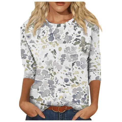 Crew neck print solid color T-shirt m300770