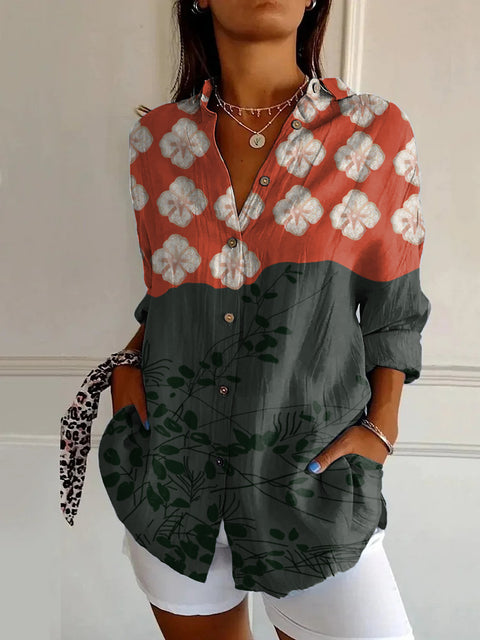 Summer trend long-sleeved shirt flower pattern printing 3D shirt m301226