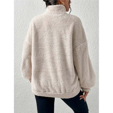 Autumn and winter European and American new products plush plush women's stand-up neck sweater casual top m301918