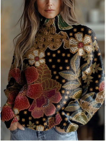 Christmas abstract print casual cape jacket cardigan sweater m302114