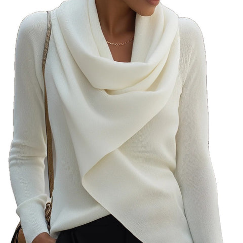 Fashion personality swinging collar irregular solid color knitted sweater m302182