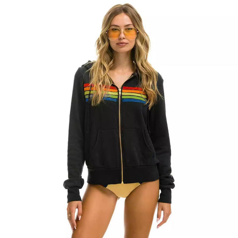 Women's casual rainbow long-sleeved hooded sweater m301777