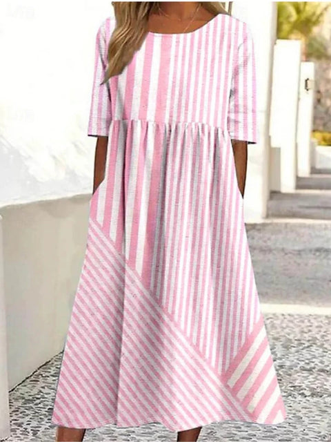 Loose fashion premium V-neck print dress m302742