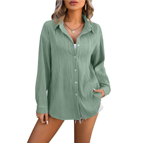 Wave texture loose fashion shirt women m300962
