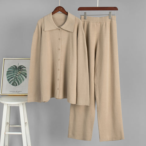 Autumn and winter new temperament loose commuting pit strip sweater set m301796