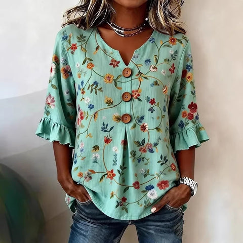 Digital printing sweet and cute T-shirt lace sleeve m302842