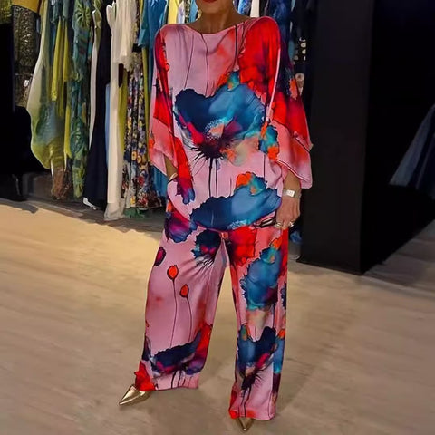 Urban casual elegant broken card one-word collar loose print batman shirt m301528