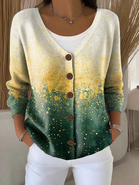 Button women's printed long-sleeved top m302156
