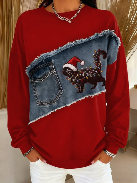 Ethnic style retro round neck women's sweater m302289
