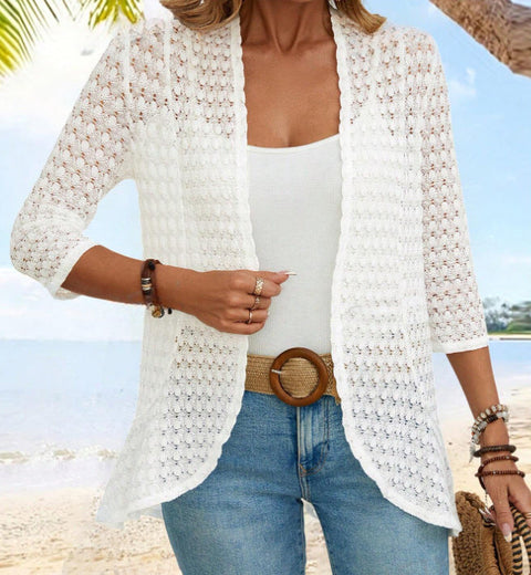 Versatile solid color lace jacket m300387