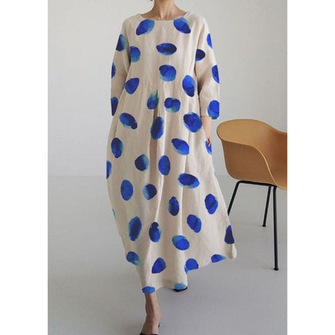 Loose Crew Neck Fashion Premium Long Sleeve Printed Dress m301044