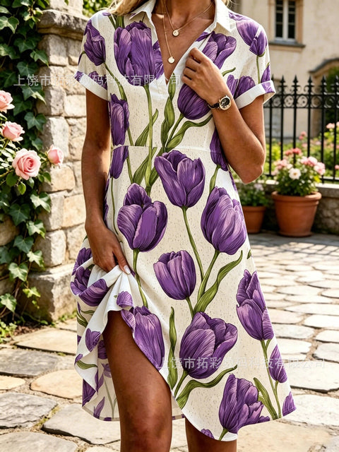 Holiday style print dress medium and long dress m302774