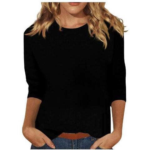 Crew neck print solid color T-shirt m300770