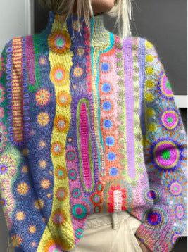 Christmas abstract print casual cape jacket cardigan m301686