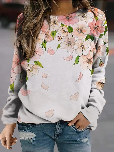 New landscape flower print long-sleeved sweater m301751