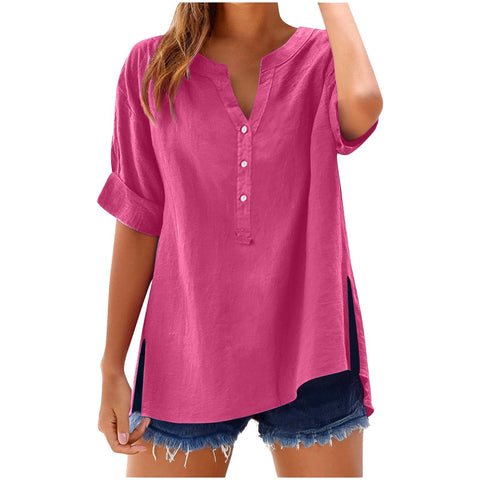 Linen top button shirt casual loose top m301356