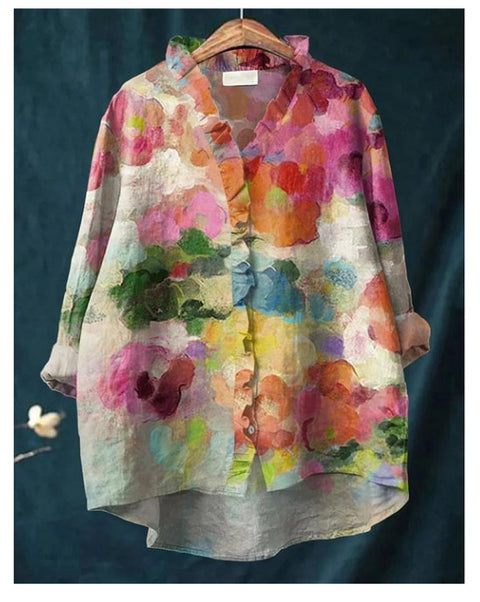 Loose printing crew neck casual large size women's T-shirt m301280