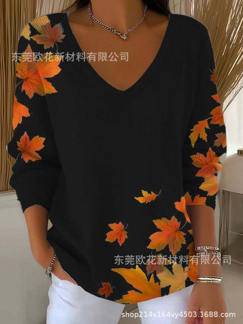 Halloween printed women's V-neck imitation sweater m302107