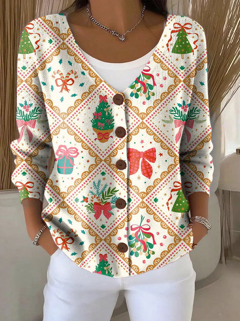 Button women's printed long-sleeved top m302156