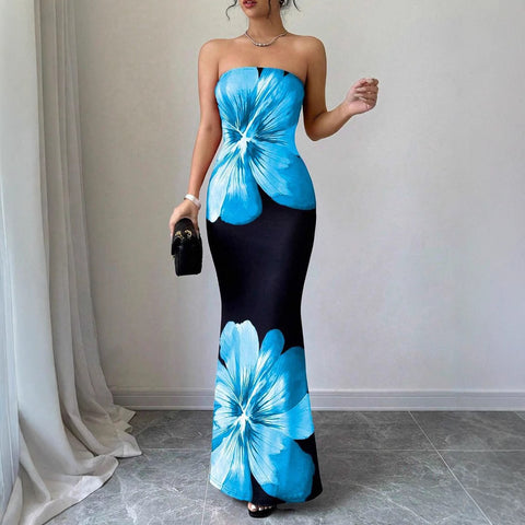 Women's tube top Butterfly print vest Slim-fit hip-wrapped high-waisted women's dress m301952