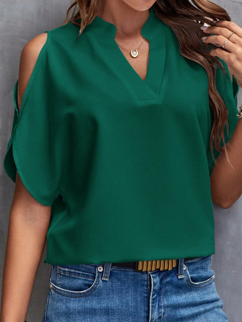 New V-neck temperament fashion off-the-shoulder sleeve women's top m300876