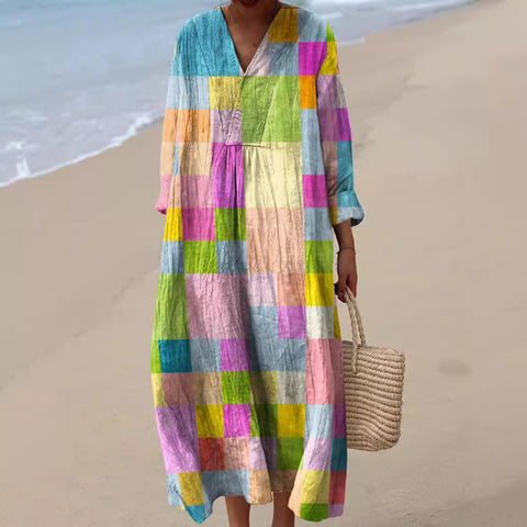 Ladies casual floral 3D printing sleeve dress m301071