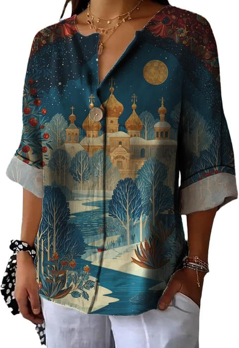 Fashion Women's Coconut Button Long Sleeve Shirt m302752