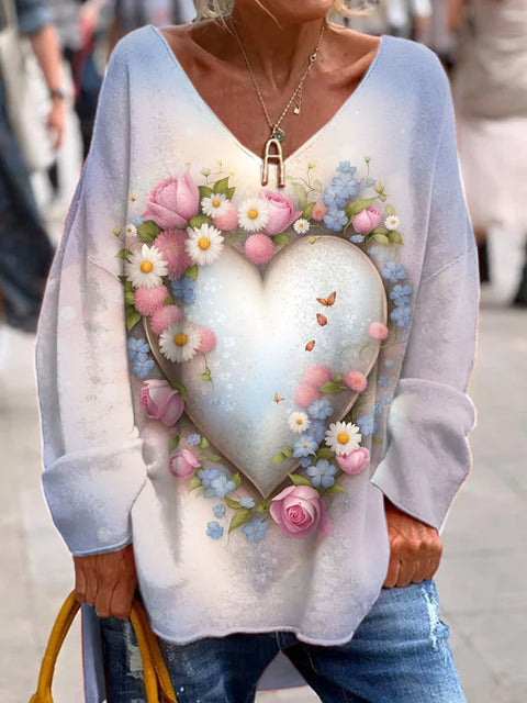 Large size split love dog 3D printing urban casual women's long T-shirt m301662