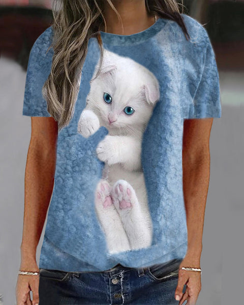 Spring and summer animal loose print long-sleeved crew neck sweater m300744