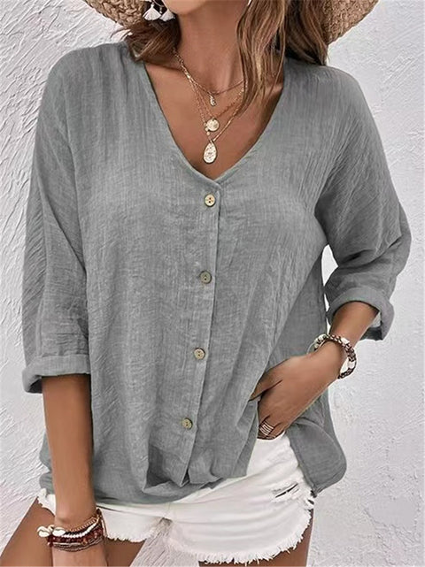 V-neck pullover short-sleeved loose-fitting women's shirt casual women's top m301298