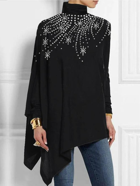 3D printing loose turtleneck urban casual women's T-shirt m302409