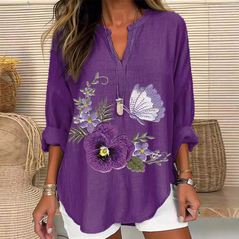 Loose printing round neck casual large size pullover women's clothing T m301359