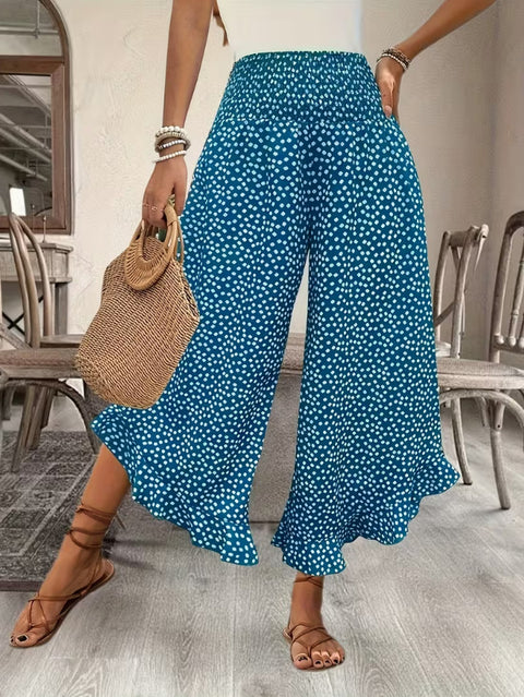 Casual polka dot loose high waist waist thin wide leg pants m302764