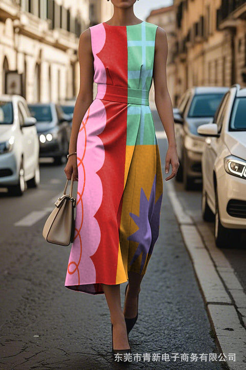Floral Ocean Timeless Elegant Dress Sleeveless M302750-1