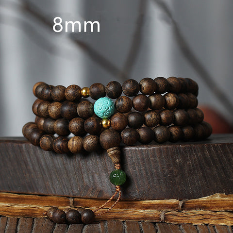 Nha Trang agarwood bracelet 8mm108 Buddha beads men's and women's bracelets DIY turquoise jasper accessories simple atmosphere m3331318