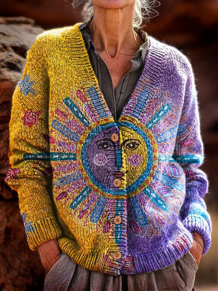 Imitation sweater women's European and American style new loose v-neck long-sleeved cardigan m301888