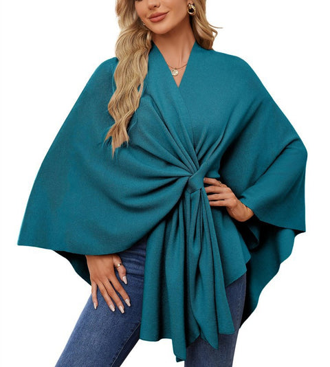 Ladies Elegant One Piece Solid Color Soft Shawl Jacket Cloak Top m301329