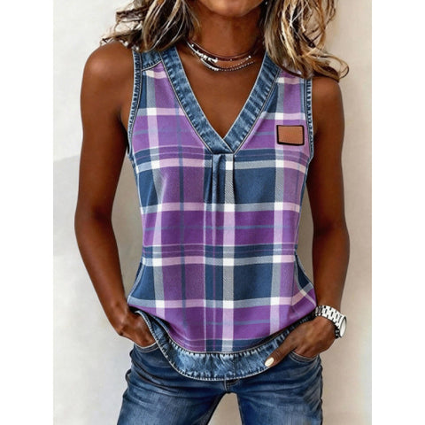 Casual plaid sleeveless vest small suspender m302807